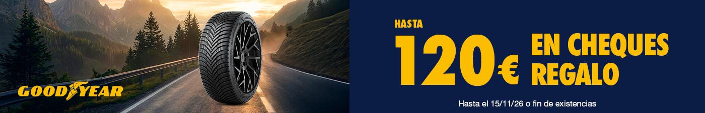 Hasta 120€ en cheques regalo con tus neumáticos Goodyear en El Paso 2000