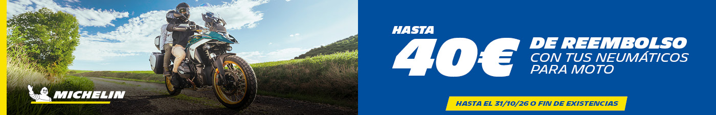 Hasta 40€ de reembolso con tus neumáticos de moto Michelin en el Paso 2000